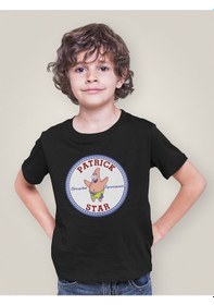 Resim Sevbano Unisex Patrick Star Baskılı Çizgi Film Süngerbob Çocuk Tişört 1- Siyah 