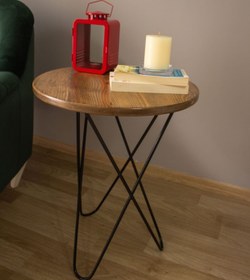 Resim By Trend Ahşap Metal Firkete Yıldız Ayaklı Yan Fiskos Orta Çay Sehpası 