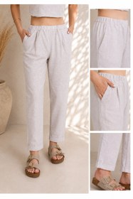 Resim Luna Taş Keten Kimono Pantolon Takım - Pantolon / M 