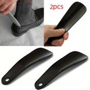 Resim 3'lü Siyah Plastik Ayakkabı Kaldırıcı Seti - Dayanıklı, Taşınabilir & Kolay Kayar Ayakkabı Kaldırıcılar, Ergonomik Sap ve Asma Deliği ile 