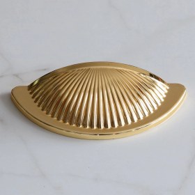 Resim Badem10 Yelken Midye Tas Çanak 64 mm Düğme Altın Gold Mobilya Mutfak Dolabı Çekmece Dolap Kulpları 