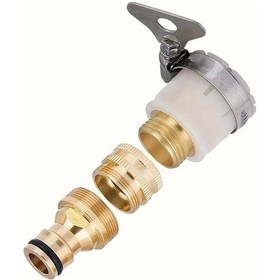 Resim Sunshine011 Altın Renk 3'lü Metal Musluk Bağlantı Seti, Avrupa Ve Amerika Tipi Karışık Bahçe Sulama Aksesuarı. 