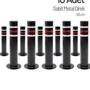 Resim İleri Trafik 10'lu Sabit Metal Direk Seti Siyah, Metal Duba 50 cm 