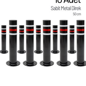 Resim İleri Trafik 10'lu Sabit Metal Direk Seti Siyah, Metal Duba 50 cm 