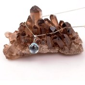 Resim Taş Sandığı Mavi Topaz Taşı Gümüş Kolye 