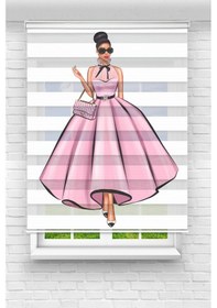 Resim Perdecizade Enxboy Pembe Modacı Kız Dijital Baskılı Zebra Perde-cocuk Odası-stor Perde Renkli 