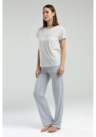 Resim Pierre Cardin Kadın Beyaz Pijama Takımı Pc8978-s-v2 Beyaz 