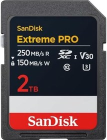 Resim SanDisk Extreme PRO Extreme PRO SDXC UHS-I hafıza kartı 2 TB (V30, 250 MB/s'ye kadar aktarım hızı, U3, 4K UHD videolar) SanDisk QuickFlow teknolojisi, ısıya dayanıklı 