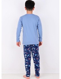 Resim Vitmo Erkek Çocuk Winter Games Uzun Kollu Pijama Takımı Mavi 