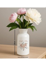 Resim Bk Gift Kişiye Özel Çiçek Tasarımlı Seramik Vazo-19, Ev Hediyesi, Ofis Hediyesi Kobitmeyencom35070 Bk Gift 