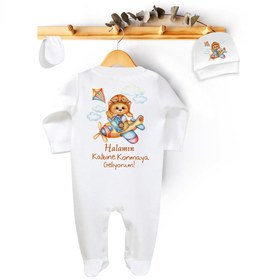 Resim Niles Baby design for baby Tulum Set (tulum Bere Eldiven) Halamın Kalbine Konmaya Geliyorum Yazılı 