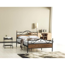 Resim Mobilya Dükkanım Bitez Metal Karyola 180x200 ARM084 Siyah + Ceviz 