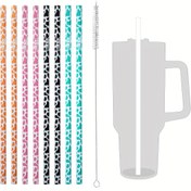 Resim MLKSI 40oz 30oz Bardak Tumbler için Saman Yedek, 40oz için 8 Adet Ekstra Uzun Yeniden Kullanılabilir Samanlar, süt yazı tipi 