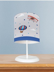 Resim Mekta Home Bebek Ve Çocuk Odası Uçak Ve Uçan Balon Desenli Abajur 