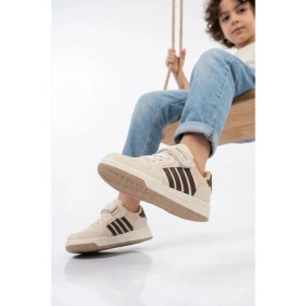 Resim Beyaz-Kahve Cırtlı Hafif Esnek Erkek Çocuk Spor Ayakkabı Lafonten 752 F 