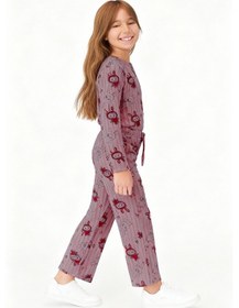 Resim Kız Çocuk Pijama Altı Beli Lastikli Tavşan Baskılı Gülkurusu 