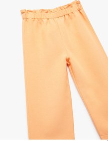 Resim Koton Beli Lastikli Yüksek Bel Keten Karışımlı Pantolon Turuncu 5smg40016aw Turuncu 