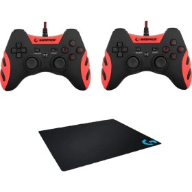 Resim Storemax 2 Li Paket SG-R218 Ps3/pc x Input Kırmızı USB 1.8m Joypad +Mavi G Desenli Gaming Mouse Pad Hediye Li 