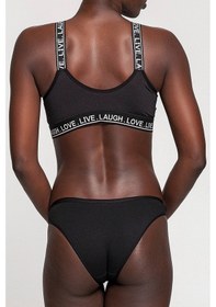 Resim Yazılı Lastikli Fitness Sporcu Büstiyer Siyah 