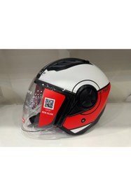 Resim Ls2 Airflow 2 Cover Motosiklet Kaskı Beyaz - Kırmızı - Mat Siyah 