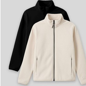 Resim Standart Fit 2li Paket Siyah-bej Kız Çocuk Polar Sweatshirt - 75154 Siyahbeyaz 