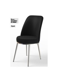 Resim Canisa Concept Canisa Dexa Serisi 1.sınıf Yemek Ve Mutfak Sandalyesi , 6 Adet , Siyah , Ayaklar Krom Sandalye Siyah Ayaklar Krom 