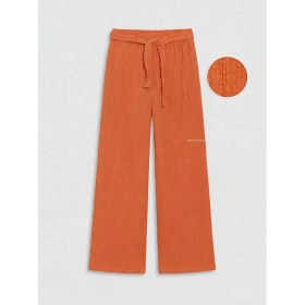 Resim LC Waikiki Lcw Kids Turuncu Geniş Paça Kız Çocuk Dokulu Pantolon 