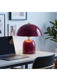 Resim Candy Mantar Başlıklı Metal Abajur Bordo Banker Masa Lambası Okuma Işığı 