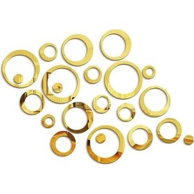 Resim Altın Renkli Akrilik Yapişkan Duvar Ayna Sticker - Dıy Dekoratif, Su Geçirmez, Kolay Kaldırılabilir, Ev Ofis Mutfak Odası Uygulamalı 23 Adet 