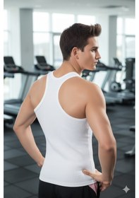 Resim Lüx Wood Lüx Erşah Erkek %100 Pamuk Spor Kesim Ribana Atlet 3'lü Paket - Kod: 303 Beyaz 