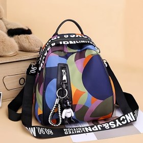 Resim Kadınlar için Oxford Kumaş Sırt Çantası, Renkli Kabuk Deseni, Siyah Askı, Fermuar Kapatma, Polyester Astar, Elde Yıkanabilir - Şık Çift Omuz, Çapraz Vücut ve Tote Çanta ile Sevimli Ayı Şans, Rahat İş Çantası | Oyunlu Aksesuar | Fermuarlı Sırt Çantası 