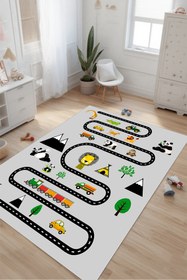 Resim Kessy Home Studio Eğitici Yol Desenli Çocuk Oyun Halısı Dijital Baskı Yıkanablir Kaymaz Taban Çocuk Odası Halısı 3 