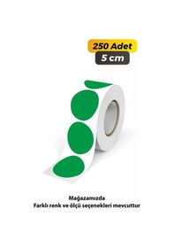 Resim Yuvarlak Kesim Ambalaj Etiketi - Yeşil Renk - 5cm - 250 Adet 
