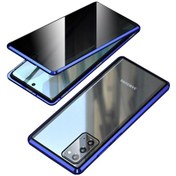 Resim Samsung Galaxy S20 Fe Anti-peep Manyetik Kurulum Metal Çerçeve + Temperli Cam Hibrit Kılıf Mavi 
