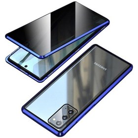 Resim Samsung Galaxy S20 Fe Anti-peep Manyetik Kurulum Metal Çerçeve + Temperli Cam Hibrit Kılıf Mavi 