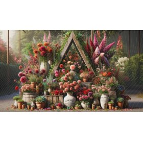 Resim Venspor Renkli Çiçekler ve Ahşap Dekor Temalı Arkaplan 200 x 150 cm Fon Duvar Örtüsü 