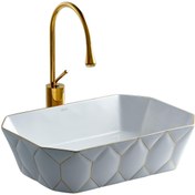Resim LENA E-8141 Gold&beyaz Porselen Çanak Lavabo 