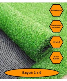 Resim NetBazaars 3X9 metre YAPAY ÇİM HALI, LASTİK TABAN, YEŞİL SUNİ HALI, 20 mm KALINLIĞINDA 