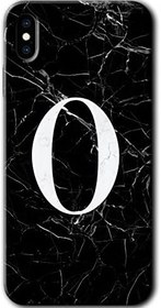 Resim MRCİLETİSİMmrc-201149 Siyah Mermer Desenli O Harfi Kılıf Baskılı Kapak Tam Kaplayan Mat Seramik iPhone Xs Max ile uyumlu 