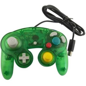 Resim Şeffaf Yeşil-şeffaf Renkli Kablolu Gamepad Denetleyici Joypad, Ngc Joystick İçin Gamecube Pc İçin Tek Noktalı 