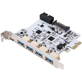 Resim 5085 Pci-e Express To Usb 3.0 Type C Hub 5 Port Çoklayıcı Kart 