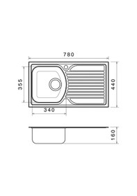 Resim 78 X 44 Mutfak Eviyesi 7844tgr Keten Sol Damlalıklı Krom 