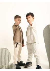 Resim Nanica Kids Erkek Çocuk Beli Kemerli Keten Pantolon-15703 Krem 