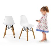 Resim Sedunamobilya Seduna Eames Child Sandalye 2 Adet | Natural Ahşap Ayaklı-Beyaz 