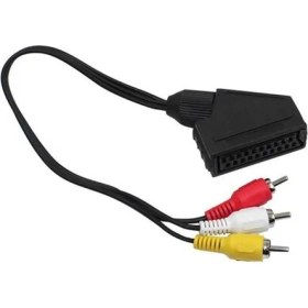 Resim Scart Adaptör Dişi Rca Erkek 20 cm Kablo 