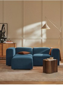 Resim S Home Design Concept Pietro 3 Modül Köşe (2 MODÜL VE PUF TAKIM), Yönsüz Kadife, Mavi 