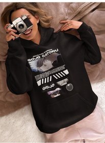 Resim Sevbano Jujutsu Kaisen Gojo Satoru Baskılı Unisex Oversize Anime Karakter Siyah 