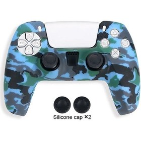 Resim Veri Kurbağa Playstation 5 İçin Silikon Kılıf Koruyucu Kapak Cilt Joystick Camo Blue 