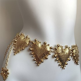 Resim 1 Adet Kadınlar İçin Vintage Bohem Altın Tonlu Alaşım Kemer Zinciri - Büyük Kalp Pendantlı, Hafif ve Dayanıklı Bel Aksesuarı: Günlük, Parti, Randevu Gecesi & Plaj Giyimlerine Uygun 