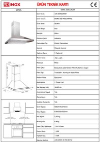 Resim Ukinox SIERRA 60 Duvar Tipi Davlumbaz Beyaz 